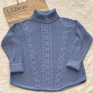 L.L. Bean Women's Cable Knit Turtleneck Sweater - Soft Blue